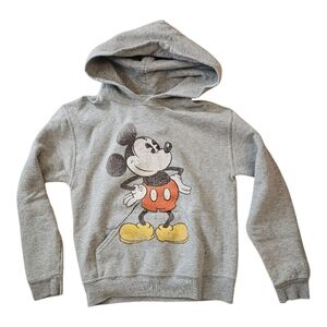 Disney Parks Vintage Gray Mickey Mouse Sweatshirt Hoodie Youth MED